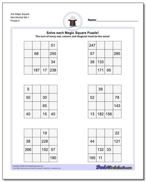 4x4 Magic Square Non Normal Set 1