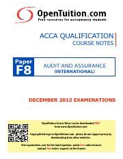 Free ACCA F8 Audit And Assurance Course Notes Course Hero