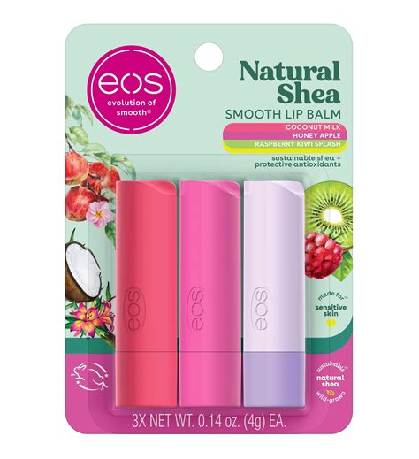 Eos Natural Shea Smooth Lip Balm Honey Apple Coconut Milk Raspberry Kiwi Splash 0 14 Oz