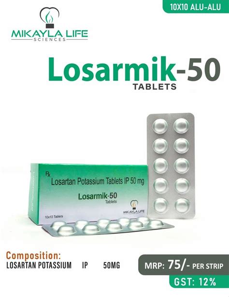 Losartan Potassium Tablets 50 Mg At Rs 750stripe Losartan Potassium