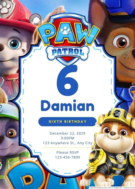 Free Editable Paw Patrol Birthday Invitation Download Hundreds Free