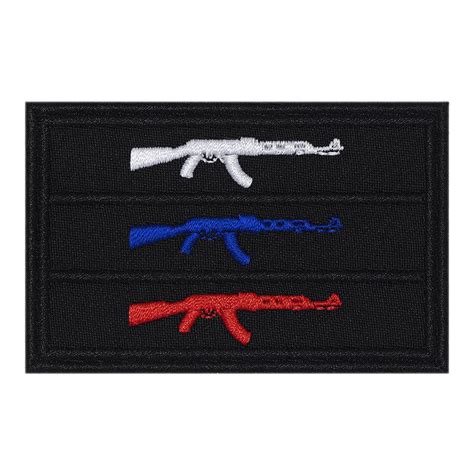 Tricolor AK 47 Russian Flag Patch Embroidered