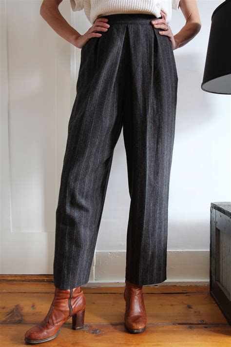 Vintage 1980s 1990s High Waist Pleated Wool Pants Wide Leg Etsy