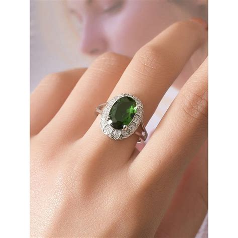 Buy Designs You Silver Plated American Diamond Crushed Ice Cut Green