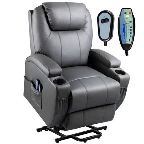 Lacoo Big And Tall Gray Brown Power Lift Recliner Chair For Elderly