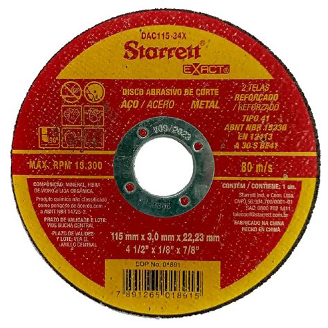 Disco De Corte Abrasivo 178 X 1 6 X 22 2 Mm Dac180 24 Starrett