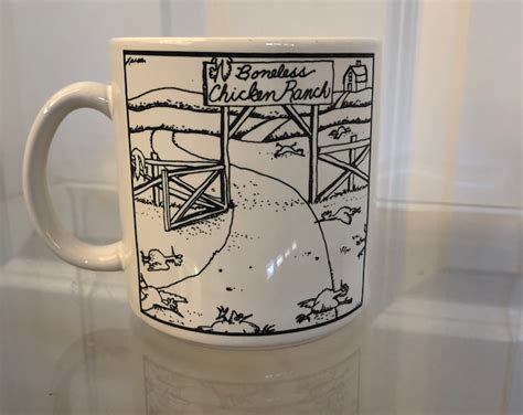 Far Side Mug Boneless Chicken Ranch Gary Larson 1983 Black White Comic Strip Humor Gag T Mug