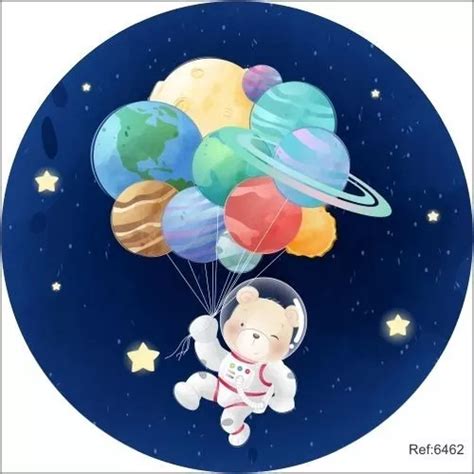 Painel Urso Astronauta Cute Em Tecido X C El Stico