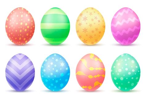 Huevos De Pascua Multicolores Pintados En Diferentes Colores Y Patrones