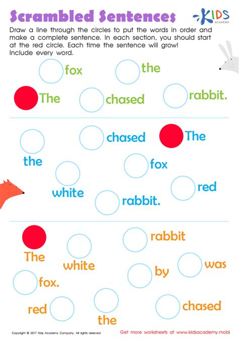 Scrambled Sentences Worksheet Downloadable Pdf For Kids