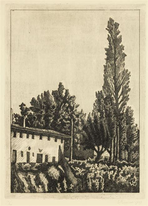 Giorgio Morandi Paesaggio Con Il Grande Pioppo Acquaforte