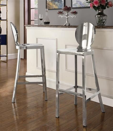 Contemporary Stainless Steel Bar Stool Pcs Maddox By Meridian