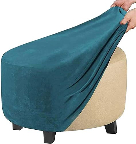 Amazon Velvet Stretch Ottoman Slipcover Round Footstool Protector