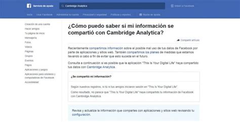 Permite Facebook Revisar Si Compartió Tus Datos Con Cambridge Analytica