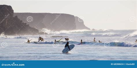 Surfers Surfing on El Cotillo Beach, Fuerteventura, Canary Islands ...