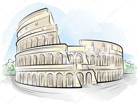 Drawing Color Colosseum Rome Italy Stock Vector Mirumur