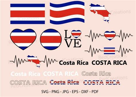 Costa Rica Flag Svg Bundle Waving Map Graphic By Redcreations