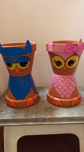 Boy And Girl Owl Terra Cotta Pot Crafts Clay Pot Crafts Flower Pot