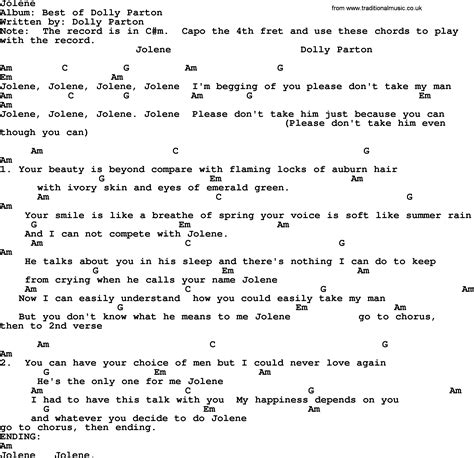 Jolene Bluegrass Lyrics With Chords