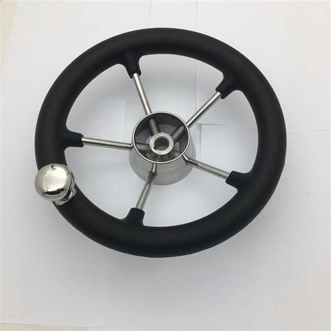 Stainless Steel 11 Steering Wheel With PU Foam Black PC Cap And Knob