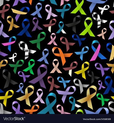 Cancer Awareness Color Ribbons Seamless Pattern Vector Image