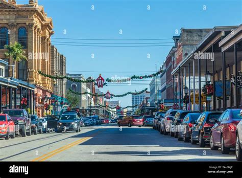 The Strand Famous Historic Street In Downtown Galveston Texas At