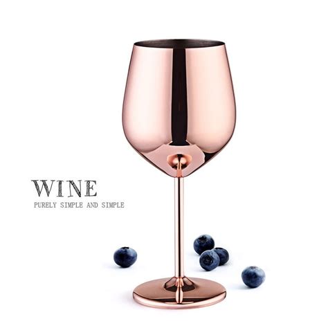 Alexsix Stainless Steel Goblet Red Wine Glass Drop Resistant Drum Type Copper Plated Wine Glass