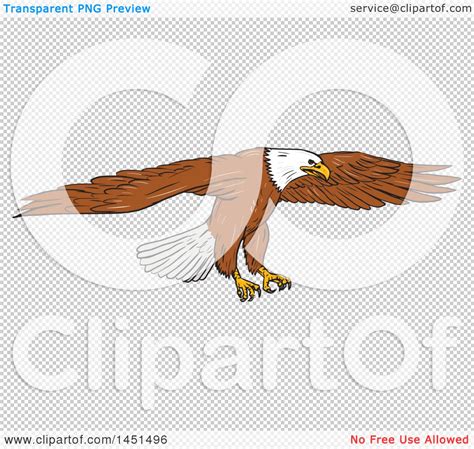 Clipart Graphic of a Sketched Bald Eagle Swooping - Royalty Free Vector ...