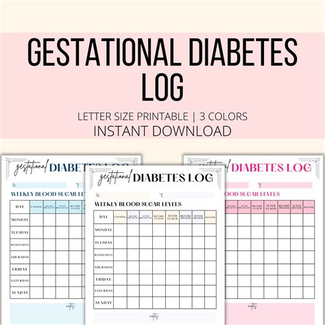 Gestational Diabetes Log Printable, Weekly Gestational Diabetes Tracker