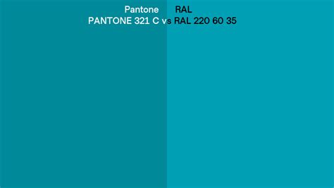 Pantone 321 C Vs Ral Ral 220 60 35 Side By Side Comparison