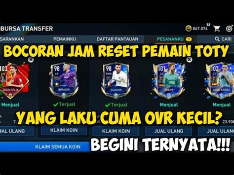 BOCORAN JAM RESET HARGA PEMAIN TOTY CARA MENJUAL PEMAIN TOTY 109 AGAR