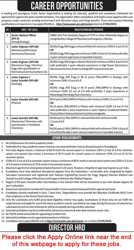 Paec Jobs May Apply Online Junior Engineers Scientists Medical