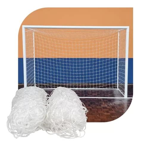 Par Rede De Gol Trave Futsal Caixote Fio 2mm Nylon Parcelamento Sem Juros