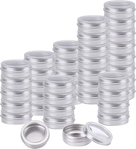 Foraineam 30 Pack 4 Oz Round Tins Screw Top Tin Cans With Clear Window Silver Metal