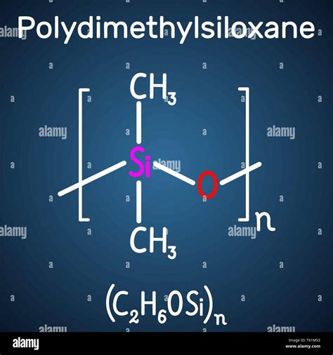 Polydimethylsiloxane, PDMS, silicone polymer, molecule. Structural ...