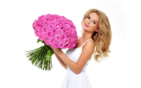 Bouquets Roses White Background Pink Color HD Wallpaper Rare Gallery