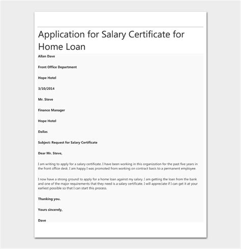 Wonderful Info About Salary Certificate Request Letter Format Word Site