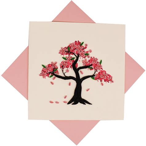 Quilled Cherry Blossom Tree Card Quilling Flower Greeting Card