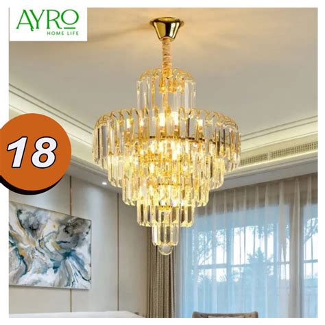 Jual AYROHOMELIFE Lampu Gantung Ruang Tamu Kristal 3 Warna Gold