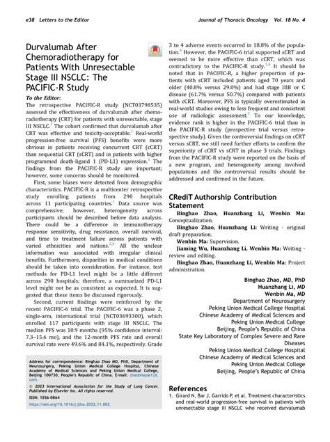 Pdf Durvalumab After Chemoradiotherapy For Patients With Unresectable