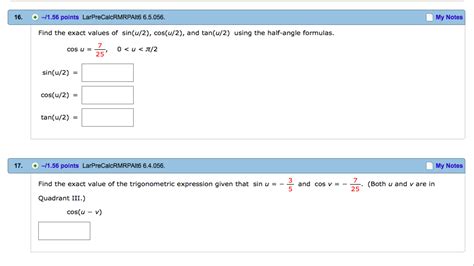 Solved 16 ㅢ1 56 points LarPreCalcRMRPAlt6 6 5 056 My Chegg