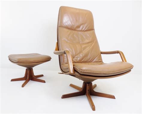 Berg Furnitures Cognac Colored Leather Armchair With Ottoman 154349