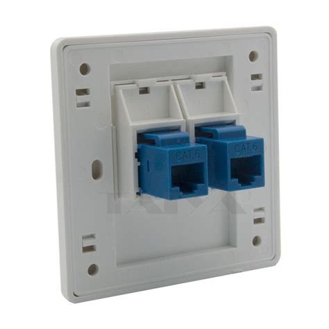 2 ports CAT6 RJ45 network wall plate with female to female connector ...