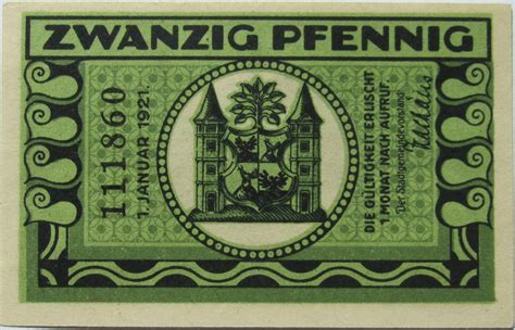 Pfennig Green Issue Ciudad De Ilmenau Turingia Numista