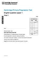 2018 Cambridge Primary Progression Tests English Stage 3 QP Paper 1