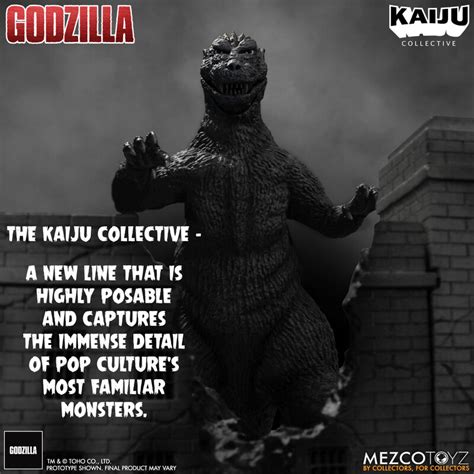 Pre Order Mezco Kaiju Collective Godzilla Black White Edition