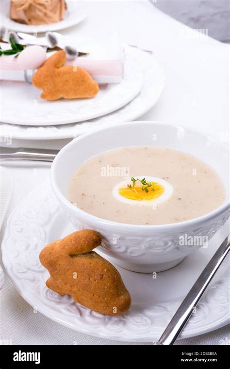 easter  polish sour flour soup  easter breakfast zurek stock