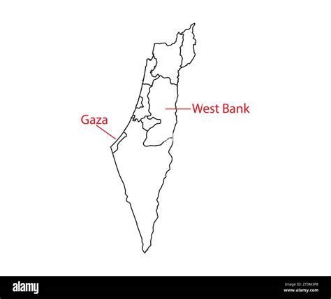 Israel Gaza West Bank Map Vector Stock Vector Image Art Alamy