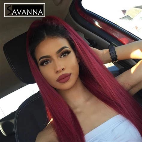 7a Ombre Red Lace Wig Full Lace Human Hair Wigs For Black Women