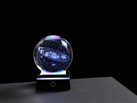 Buy 3D Solar System Crystal Ball With LED Colorful Lighting Touch Base